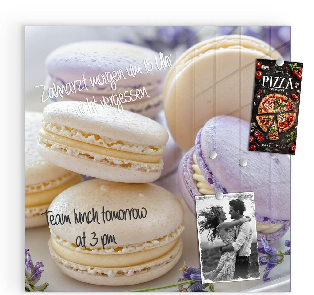 Magnettafel 30x30cm Pinnwand Whiteboard beschreibbar - Lavendel Macarons