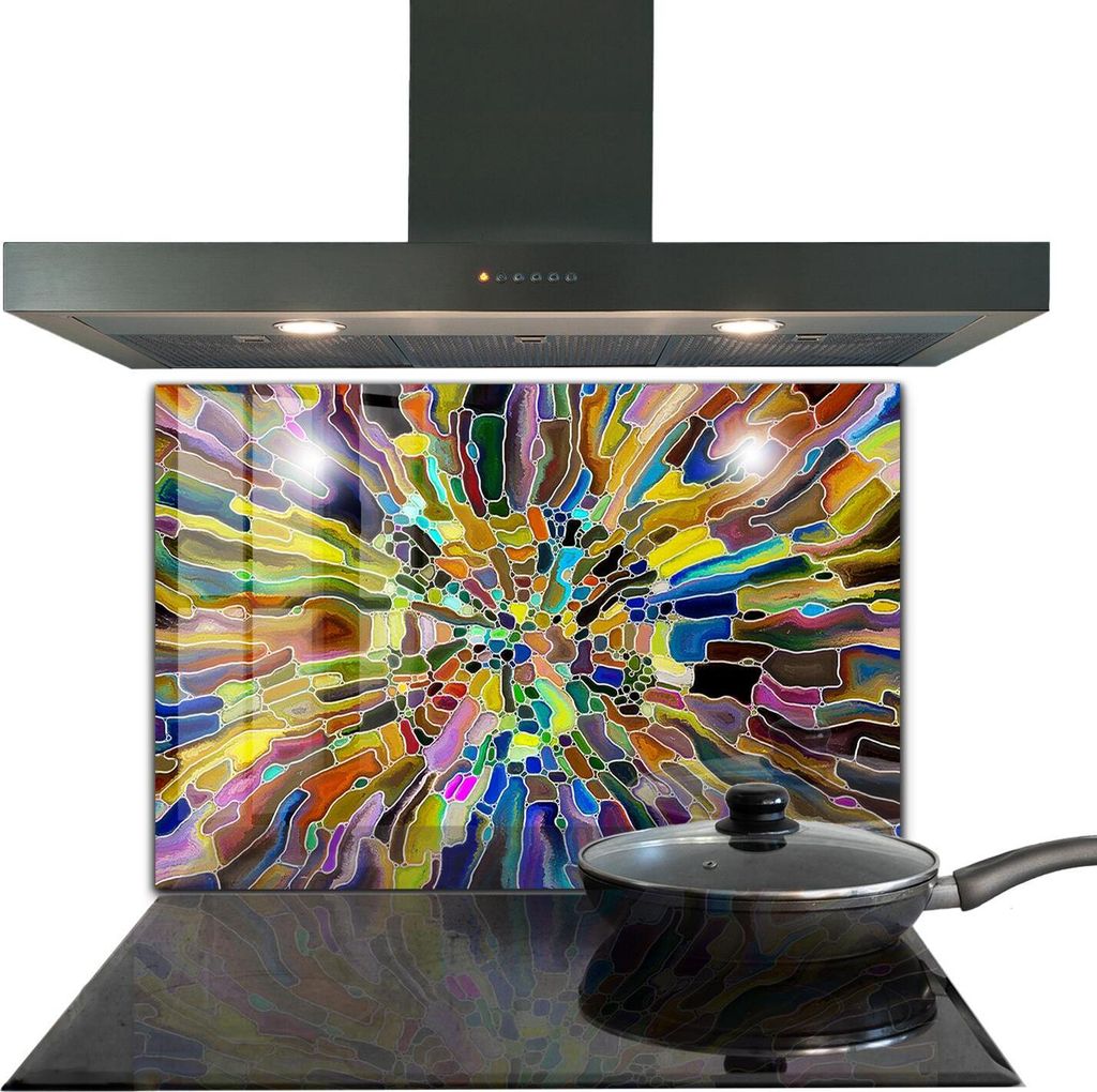 Spritzschutz aus Glas Küchenrückwand - Wandschutz für Herd und Spüle - 80x60 cm - Fancy Farbe Mosaik