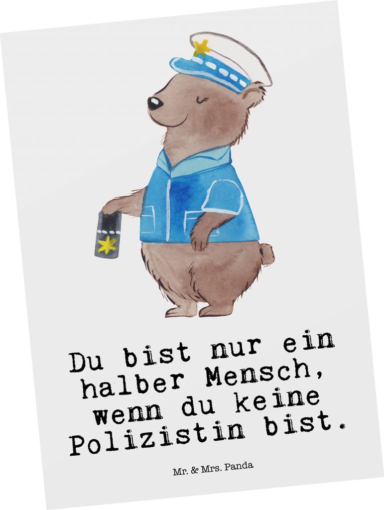 Mr. & Mrs. Panda Postkarte Polizistin Herz - Weiß - Geschenk, Ansichtskarte, Fotokarte, Polizei, Postkarten, Ansichtskarten, Studium, Grußkarte, Cop