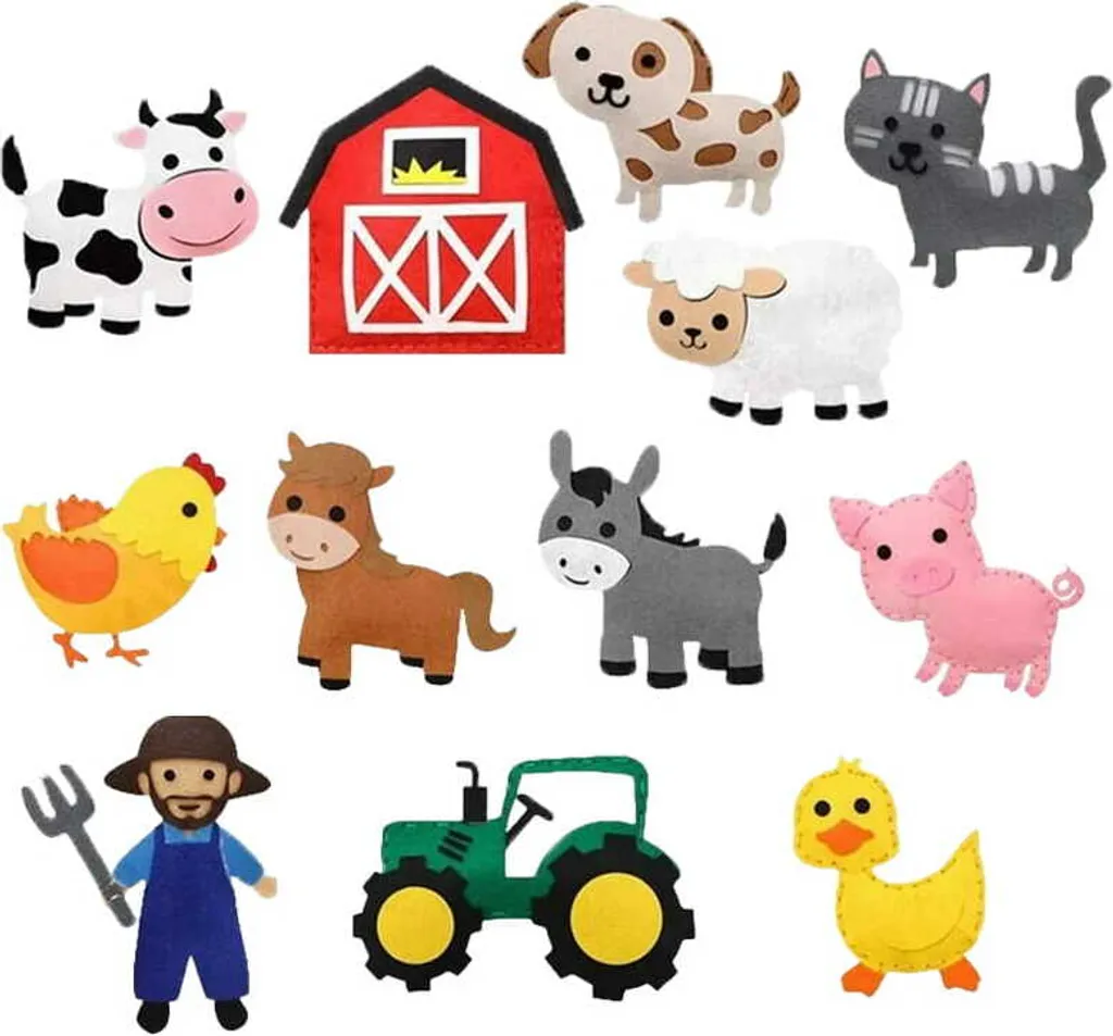 Kit di Cucito per Bambini 12 Pezzi Feltro - Gioco Educativo Fattoria DIY