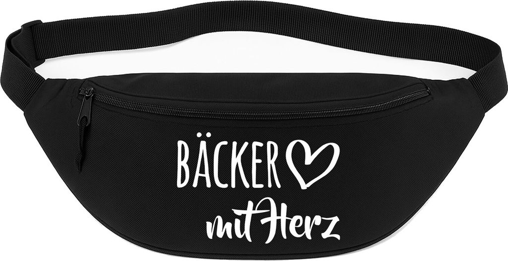 Huuraa Bauchtasche Bäcker mit Herz 2,5 Liter Black Polyester Crossbody Bag Geschenkidee