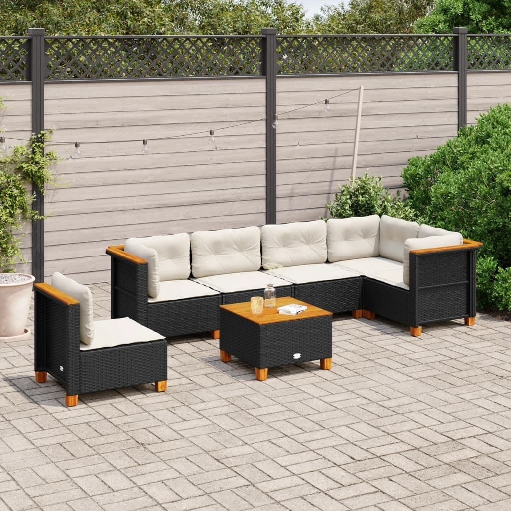 Maison Exclusive - 7-tlg. Garten-Sofagarnitur mit Kissen Schwarz Poly Rattan
