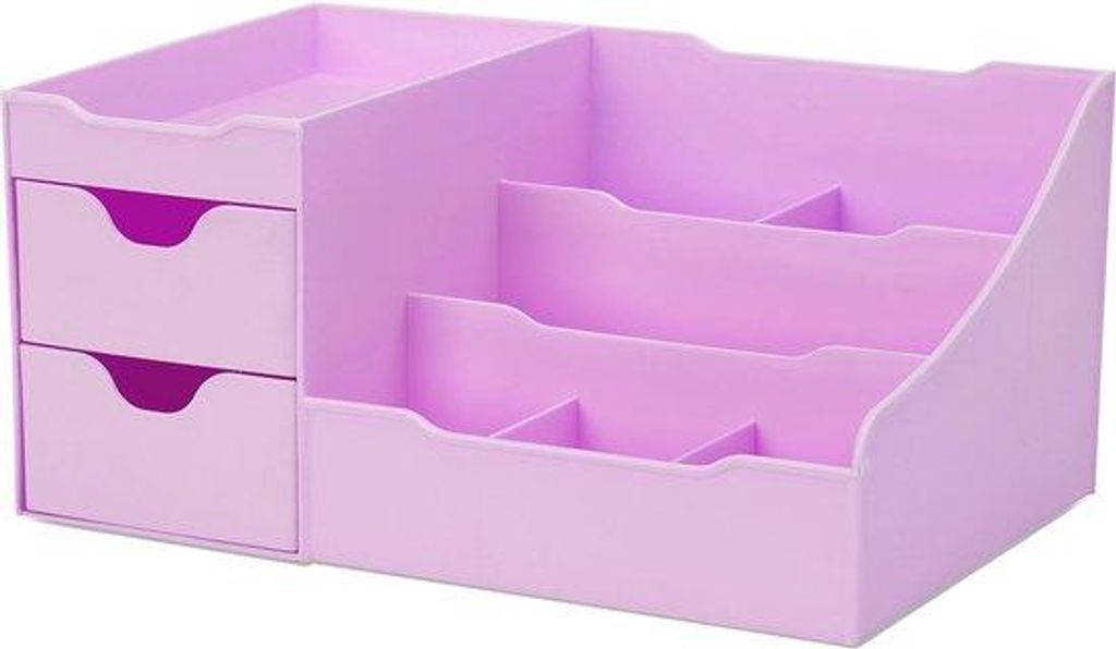 Make-up organizer met lades - elegante aanrecht opslag voor cosmetica en sieraden in paars met lades