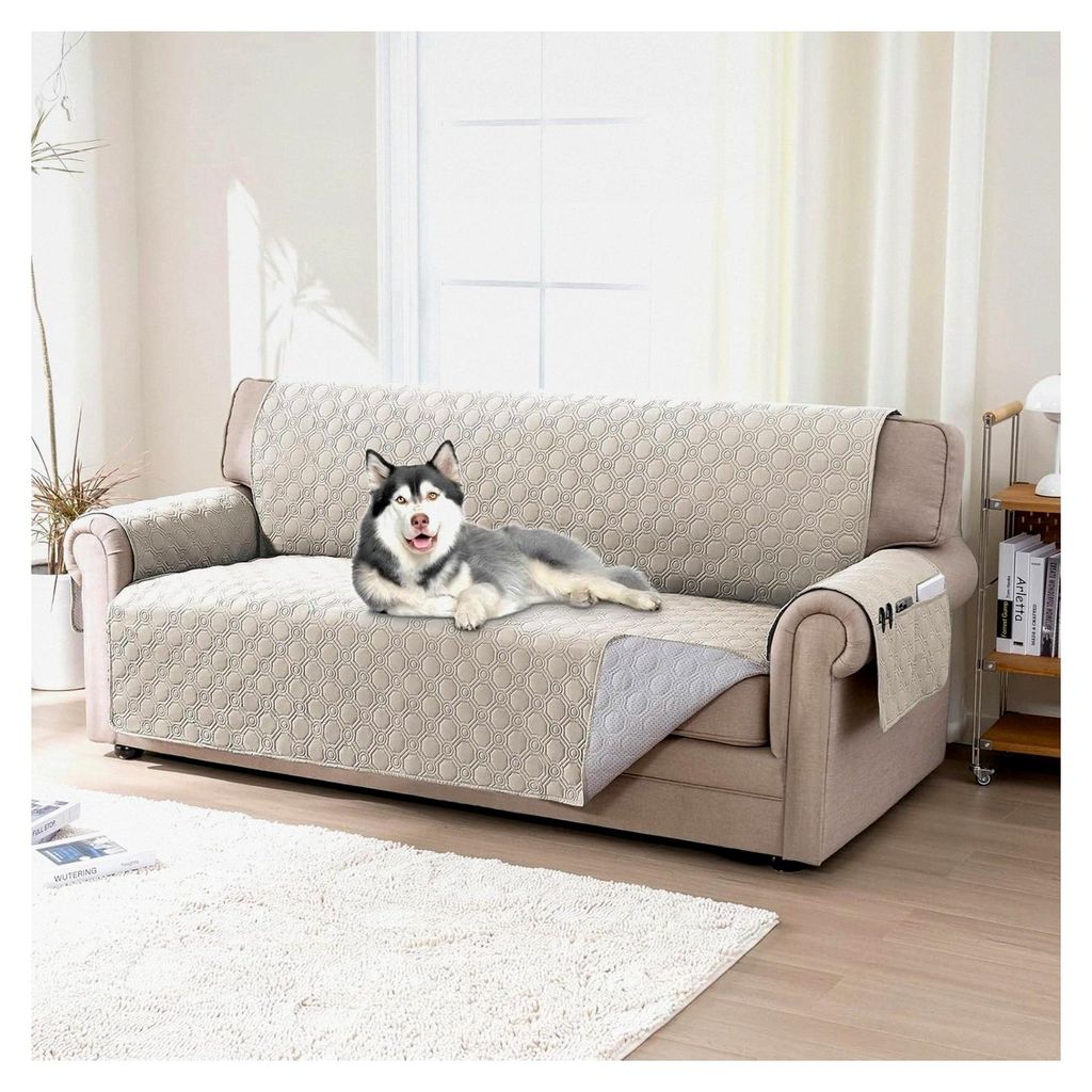 100% wasserdichter Sofabezug für Übergröße 3-Sitzer (51x198cm), Sofaauflage für Haustiere, rutschfester Bezug, Französische Eiche
