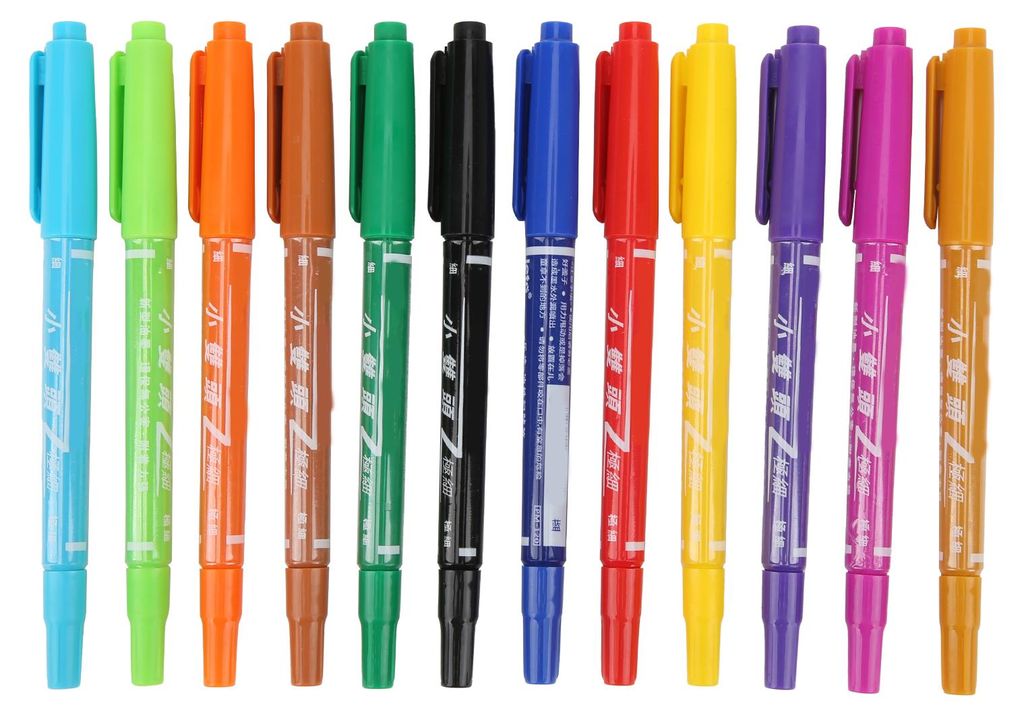 Kleiner, doppelseitiger, wasserfester Whiteboard-Stift zum Beschriften, Malen und für Graffiti. 12 Farben.