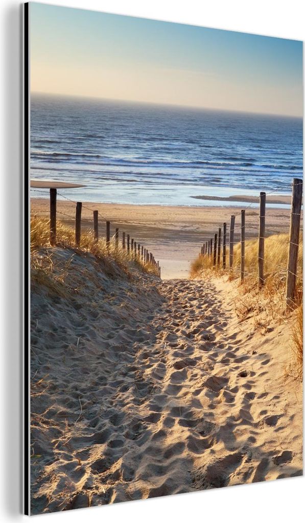 MuchoWow Wanddekoration Metall Metallbild Wandkunst 60x80 cm Strand - Meer - Niederlande - Dünen - Sonne MuchoWow Aluminium Gemälde - Wanddekorat...