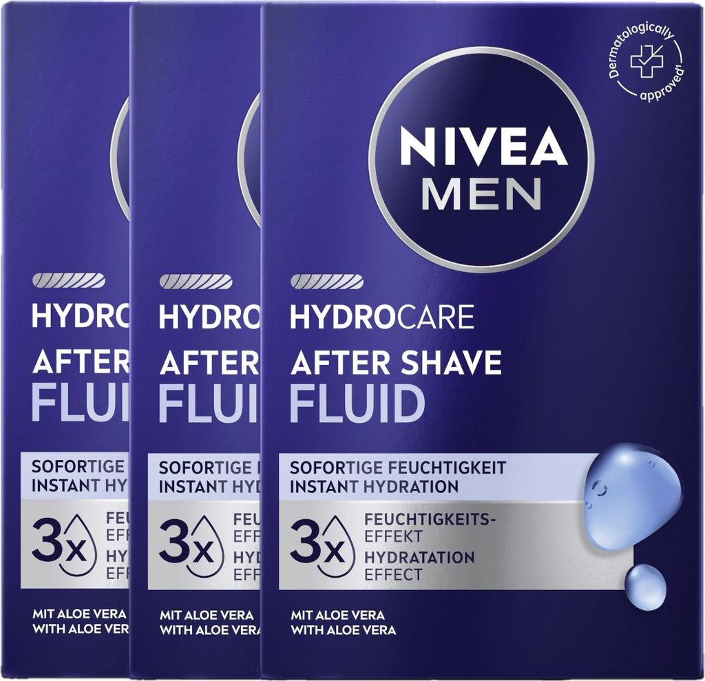Nivea Men HydroCare After Shave Fluid für normale Haut 100ml 3er Pack