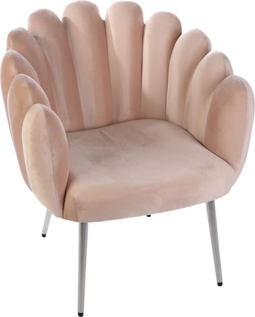 Gilde Stuhl / Sessel, "Wavy", Holz, Metall, Samt, rosa, VE 1, L. 69 cm, B. 70 cm, H. 79 cm 38747