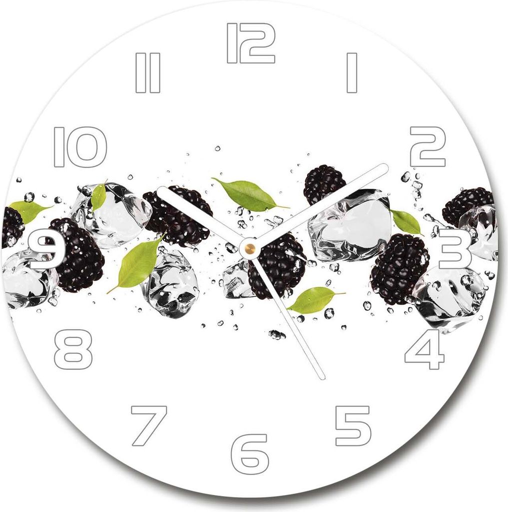 Wanduhr aus Glas 30fi Glasbild Glasuhr Gehärtetes Glas - weisse-zeiger - Sweet cherries and water