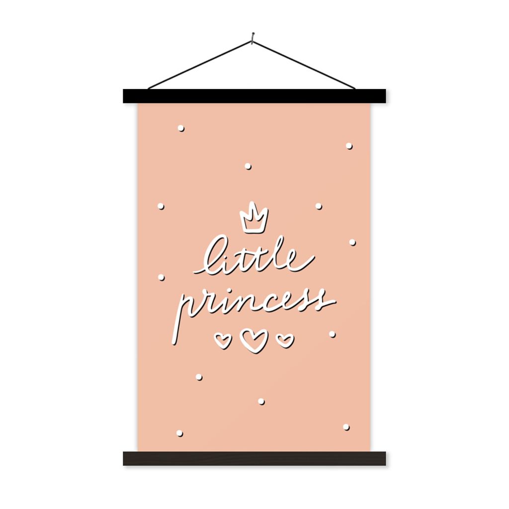 MuchoWow Textilposter Zitate - Baby - Kleine Prinzessin - Sprichwörter - Kinder - Kinder - Mädchen 60x90 cm mit schwarzem Rahmen - Poster Wohnz...