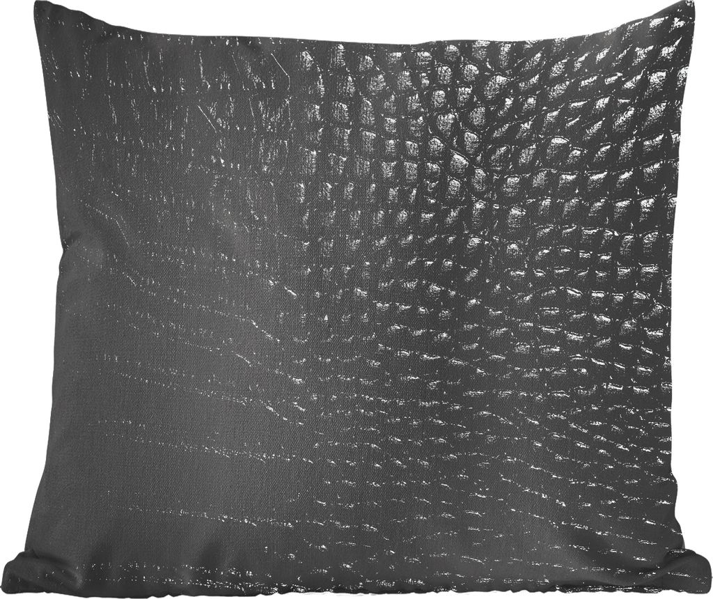MuchoWow Zierkissen Sofakissen Wohnzimmer Dekokissen 40x40 cm Leder - Strukturiert - Schwarz - Grau - Foto Kissen - Schlafzimmer Dekoration