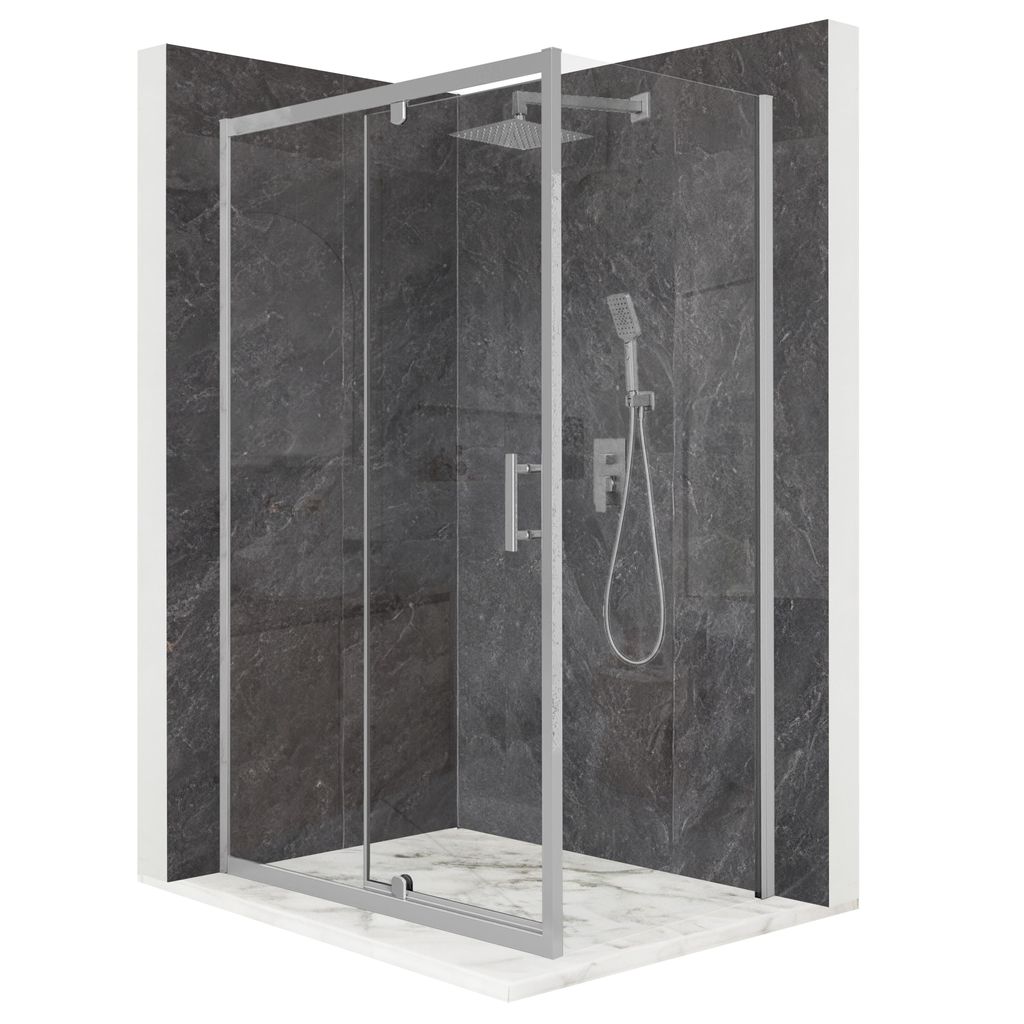 Duschkabine 110 x 80 cm, Schwingtür, silbernes ESG-Glas 6 mm + Beschichtung