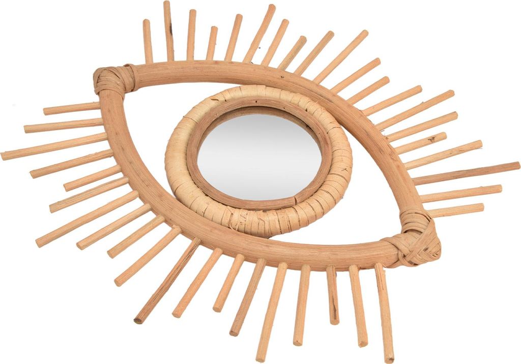 Nordic Makeup Spiegel Rattan gewebt Auge Form Wand hängenden Spiegel für Home Hotel Bad Dekoration