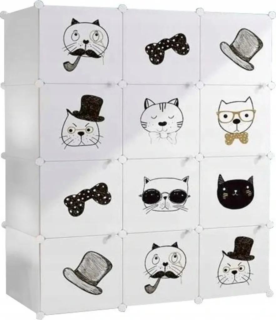 Armoire modulaire 12 étagères pour chambre enfant - Meuble de rangement