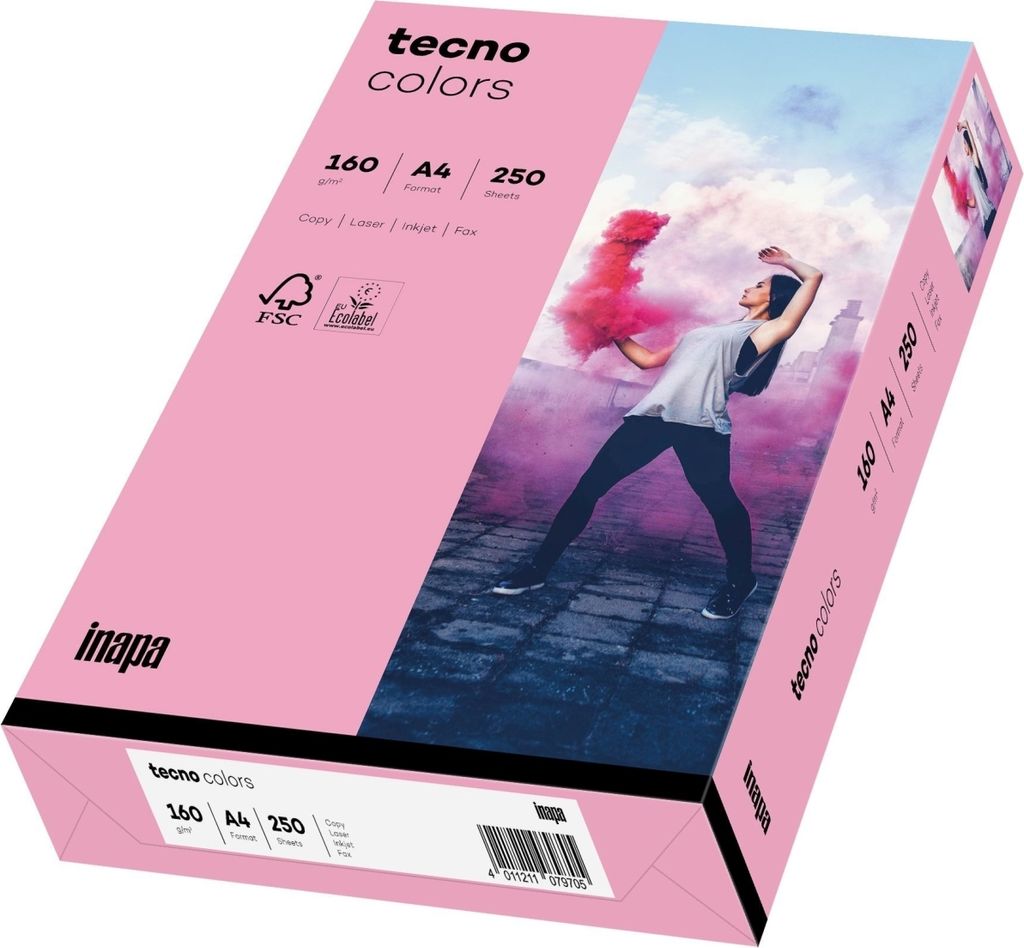 Multifunktionspapier tecno colors A4 160 g/qm VE=5x250 Blatt rosa