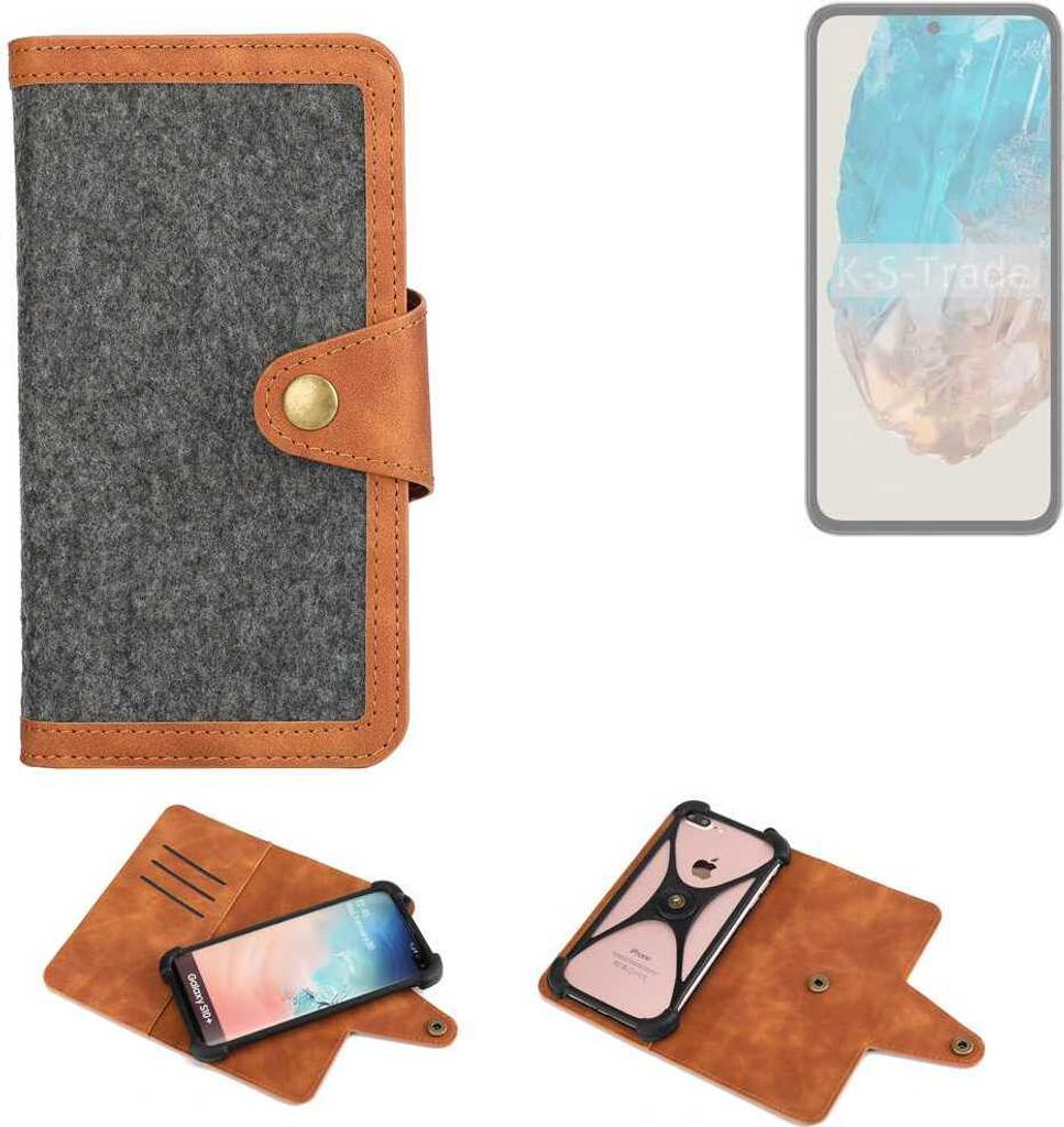 K-S-Trade Schutzhülle Handyhülle kompatibel mit Samsung Galaxy M35 5G Filz Hülle Kunst-Leder dunkelgrau braun (1x)
