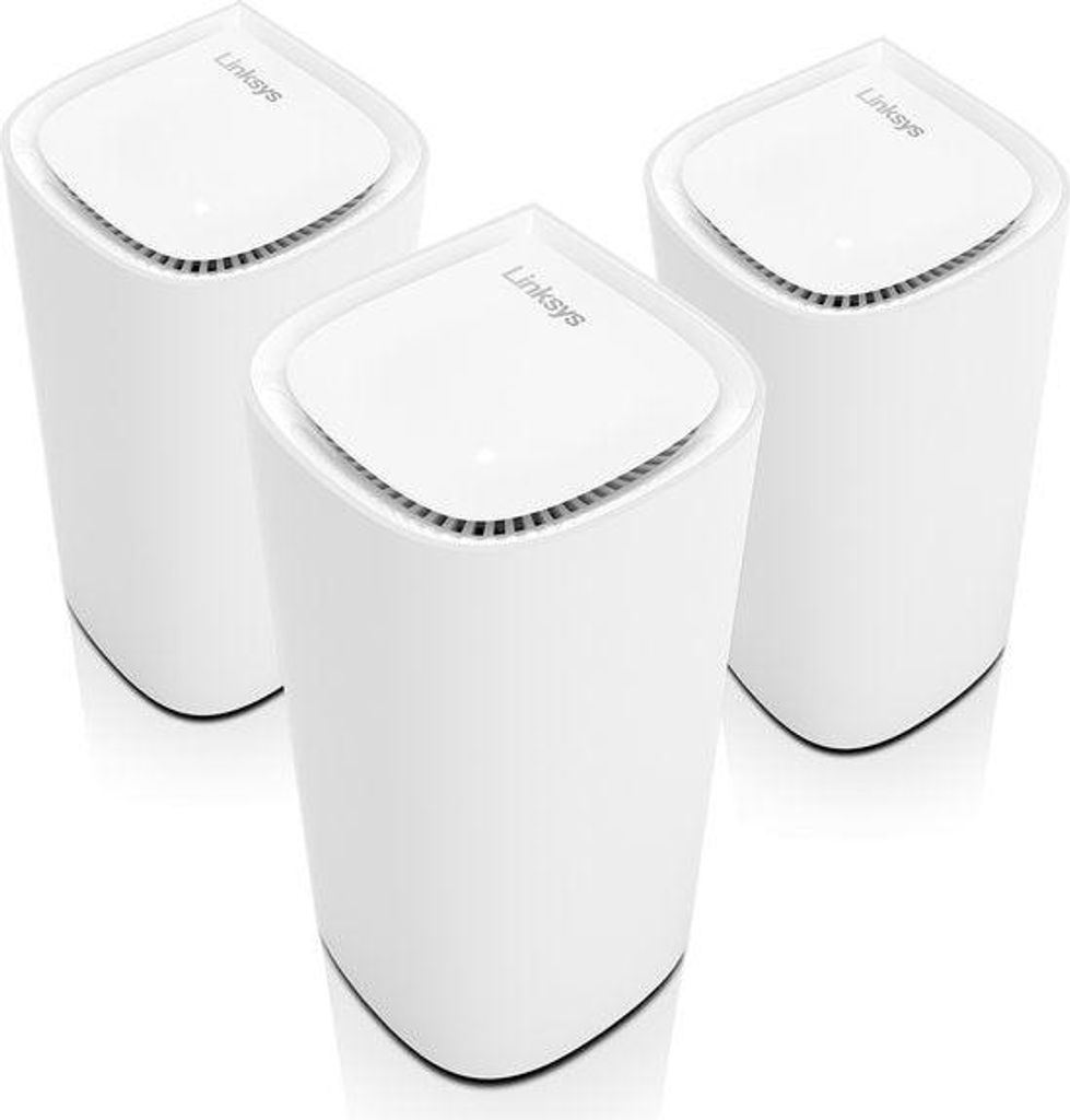 Linksys Velop Pro 6E Mesh WiFi 6E True Tri-Band-System, Weiß, Intern, Mesh-System, 836 m², Tri-Band (2,4 GHz/5 GHz/6 GHz), Wi-Fi 6E (802.11ax)