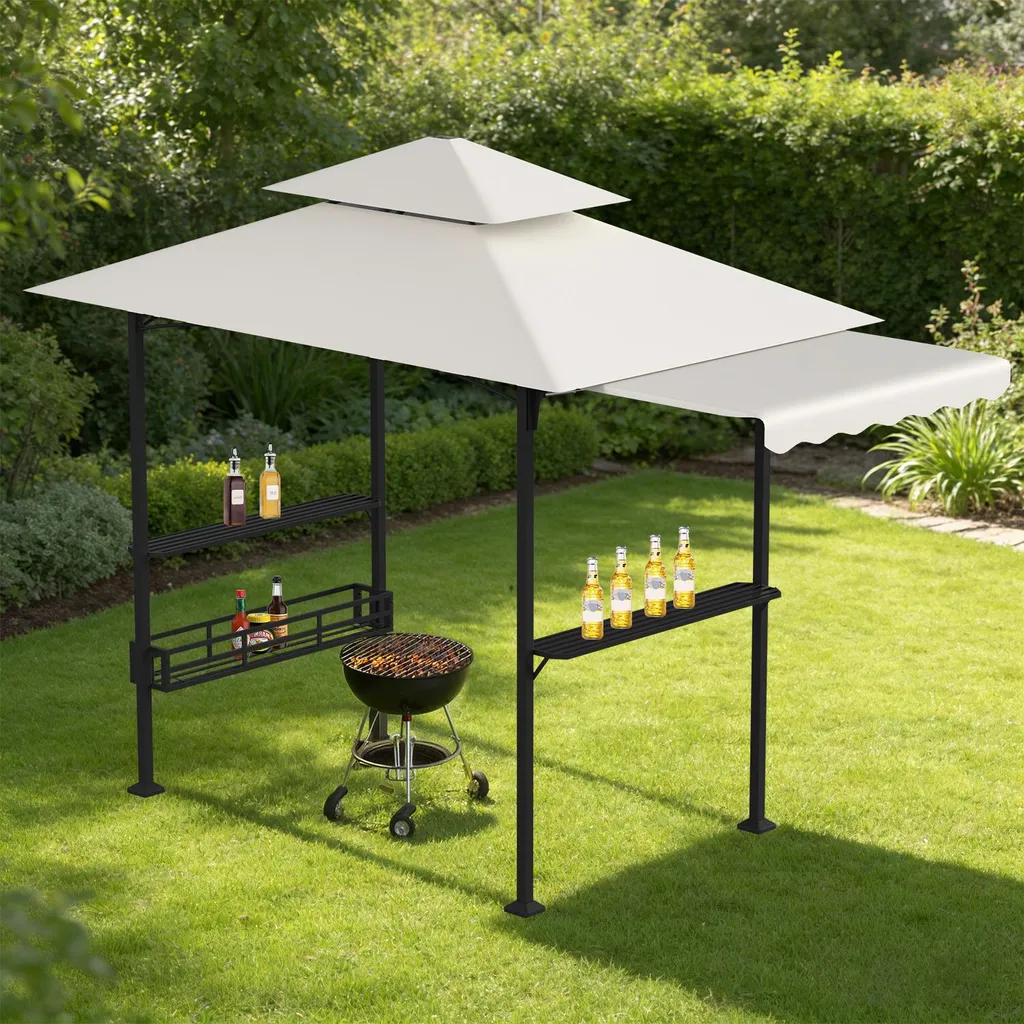 Tonnelle de barbecue double toit Izrielar avec décapsuleur et crochets 250cm - 7