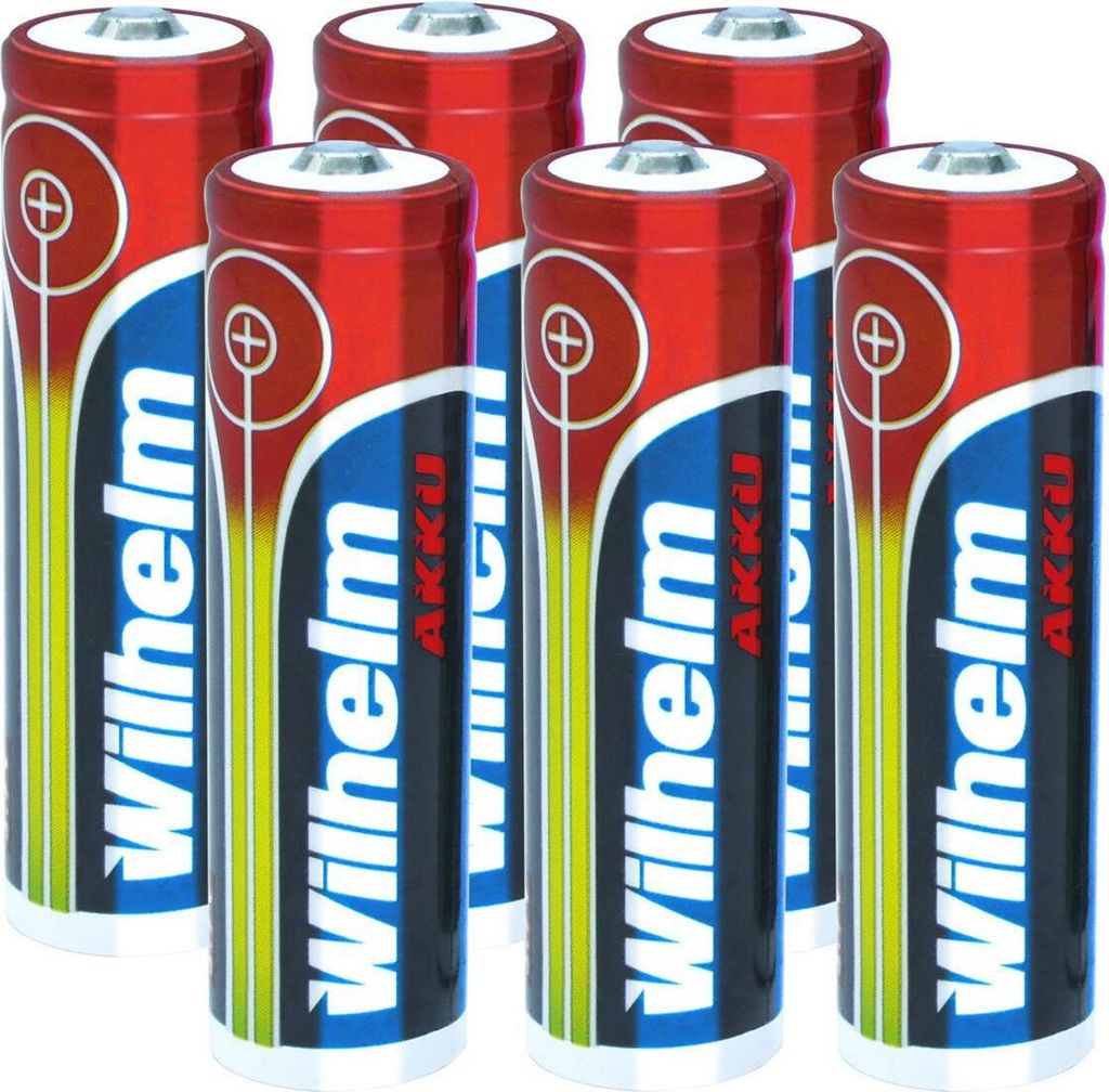 6 x Lithium Ionen Akku Wilhelm 3,7 V 800 mAh Typ 14500 Li Ion AA