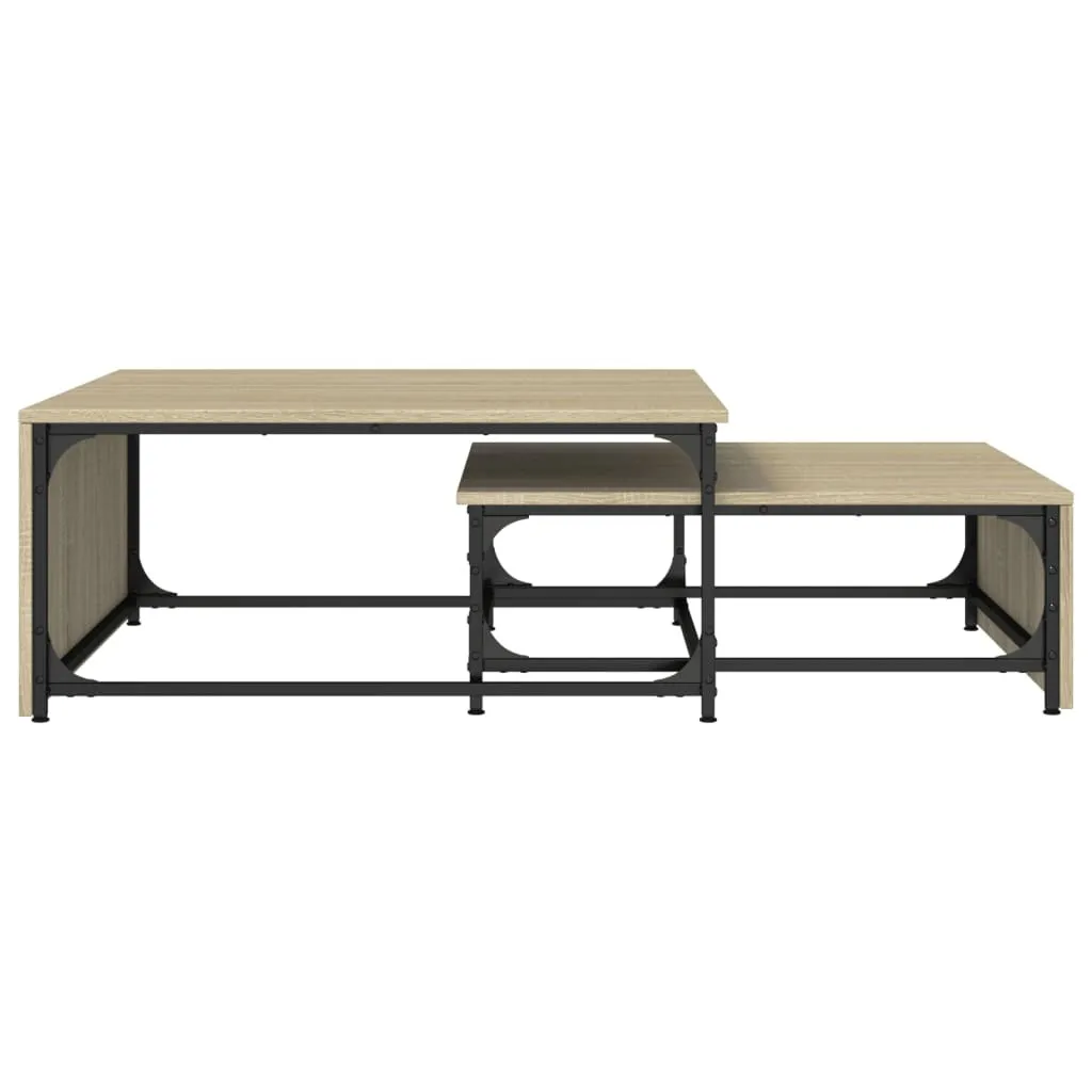 Tavolini Sovrapponibili Maison Exclusive Rovere Sonoma e Metallo Nero - 5