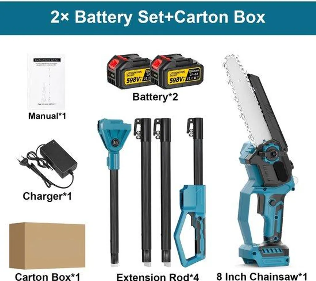 Tronçonneuse sans fil électrique 8 pouces avec guide de chaîne robuste