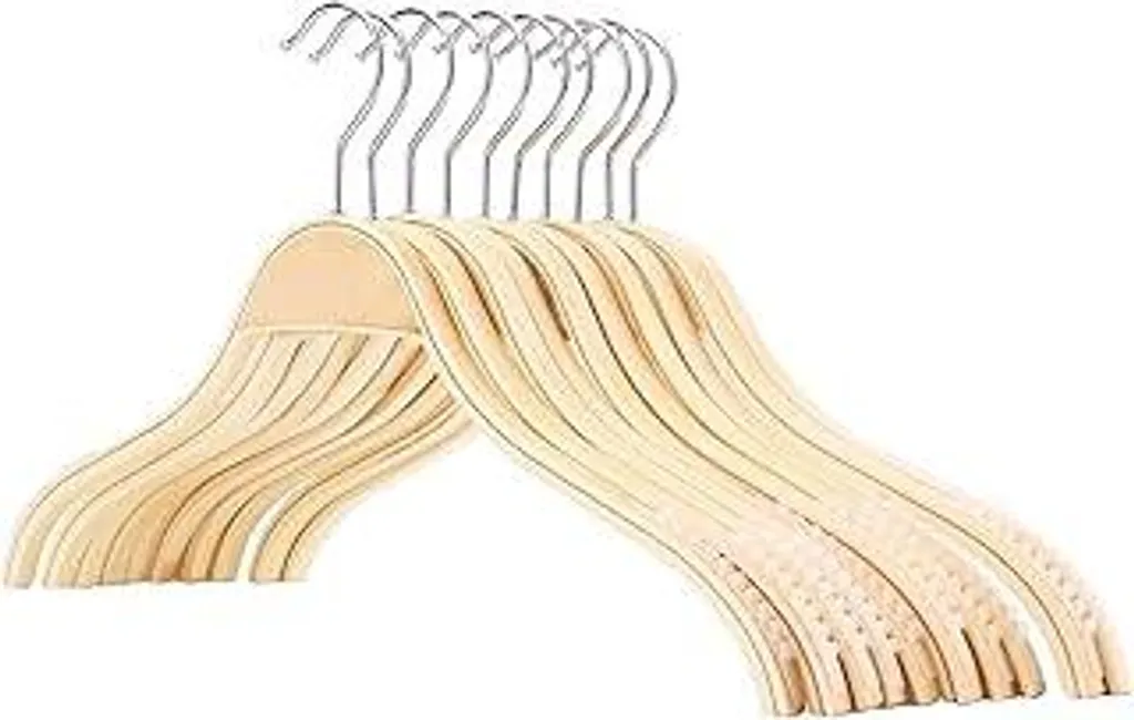 Set 12 Grucce Tebery Legno Salvaspazio Antiscivolo Beige 40cm