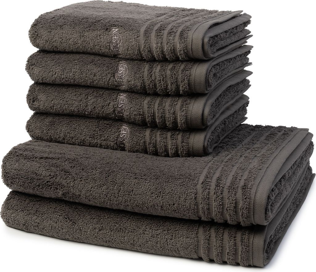 Vossen Vienna Style Supersoft 4 X Handtuch 2 X Duschtuch im Set Extrem flauschig und saugfähig, Stäbchenbordüre Ton in Ton, Logostick