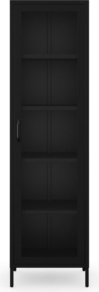Vitrinenschrank Bücherschrank mit 4 Fachböden Vitrine Glitzernd Metall Schwarz