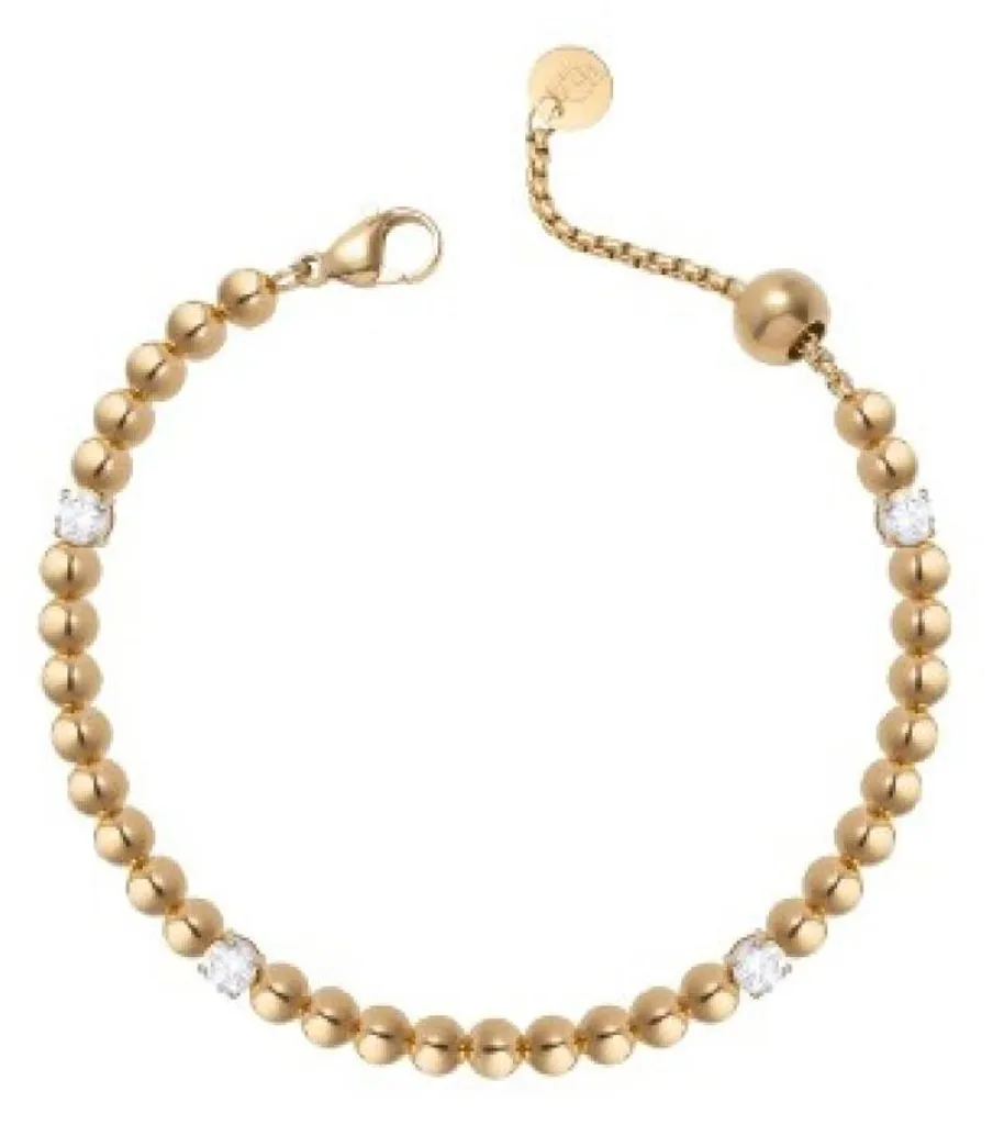Bracelet perles et cristaux pour femme en plaqué or - Bijouterie Fine