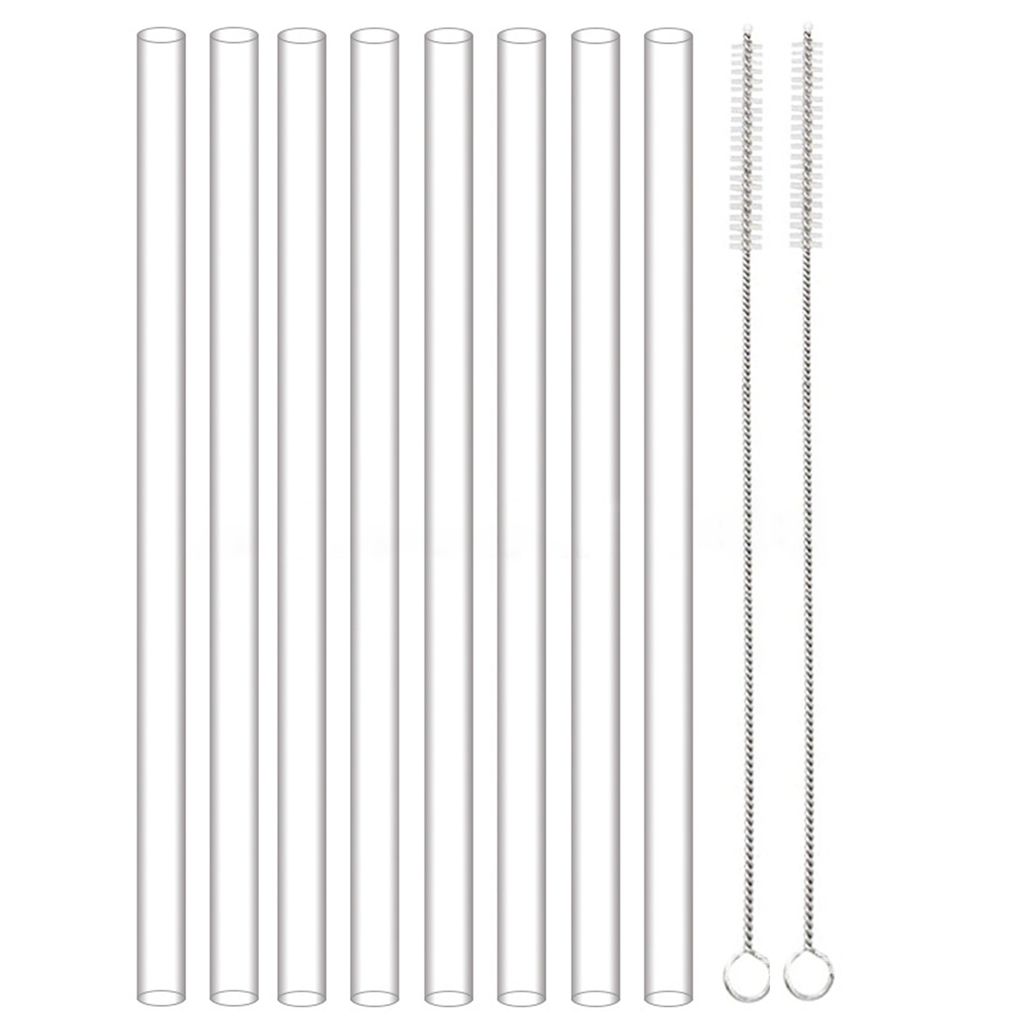 1 Set Trinkhalme mit Reinigungsbürsten Lebensmittelqualität BPA-frei Hitzebeständig Wiederverwendbarer Wasserbecher Klare Strohhalme Kit