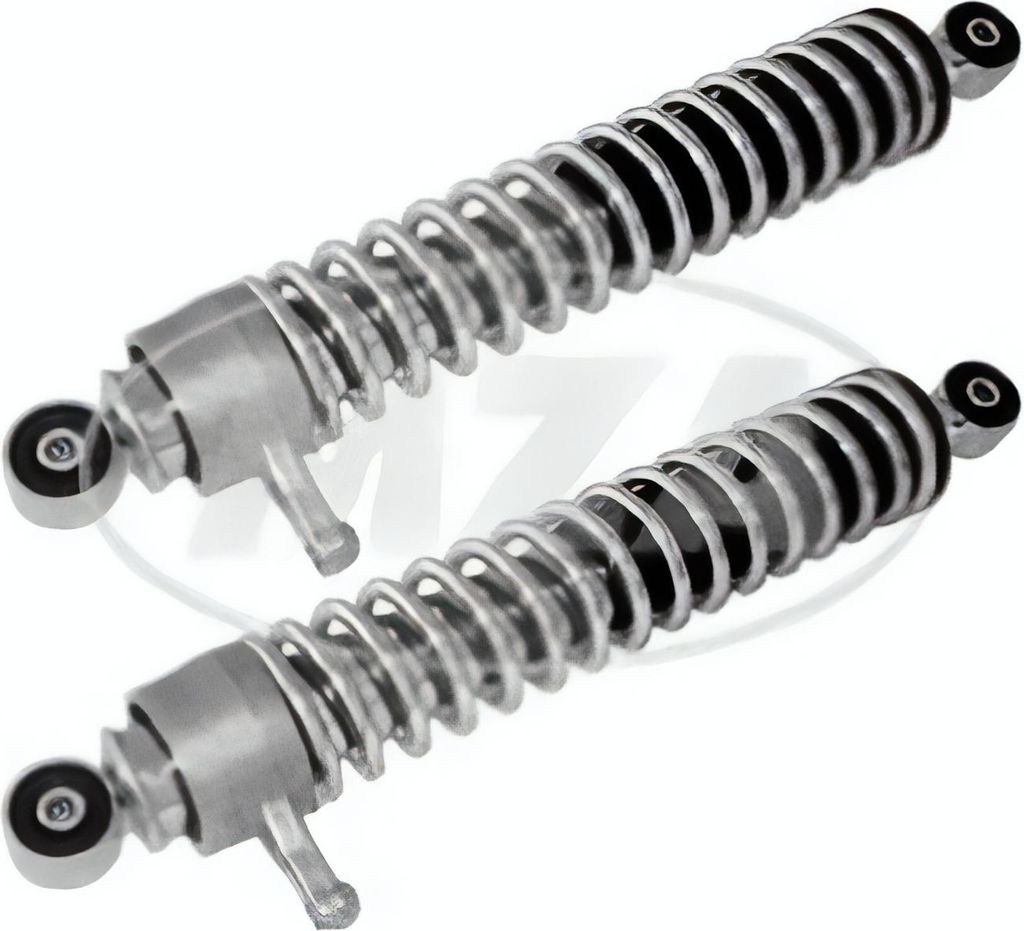 Set: Federbeine 353mm, Chromfeder, verstellbar - Simson S50, S51, S70, S53, S83 Enduro