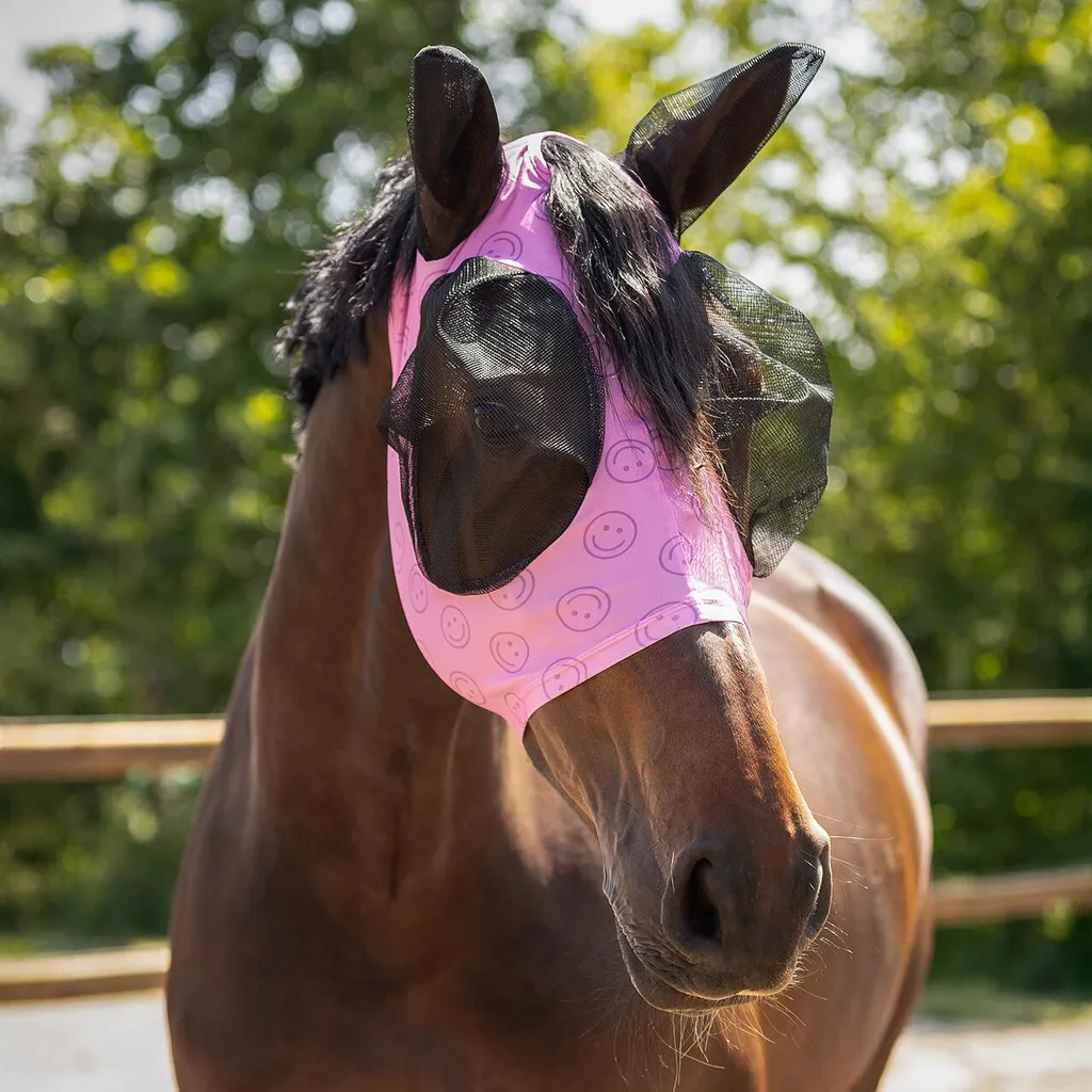 Masque de protection insectes pour poney Shetland - QHP Super Bug Rose
