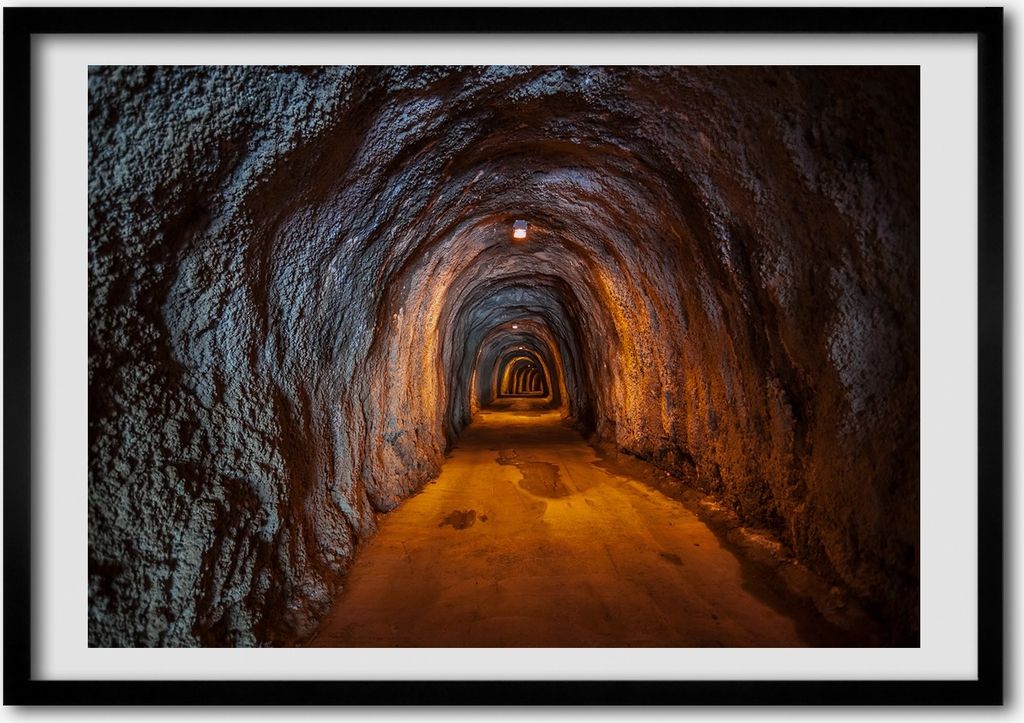 Bild - Bilder - Bilderrahmen - 70 cm x 50 cm - MDF-Rahmen, Wandkunst U-Bahn-Tunnel
