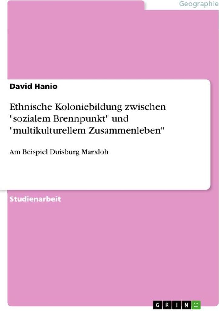 Ethnische Koloniebildung zwischen "sozialem Brennpunkt" und "multikulturellem Zusammenleben"