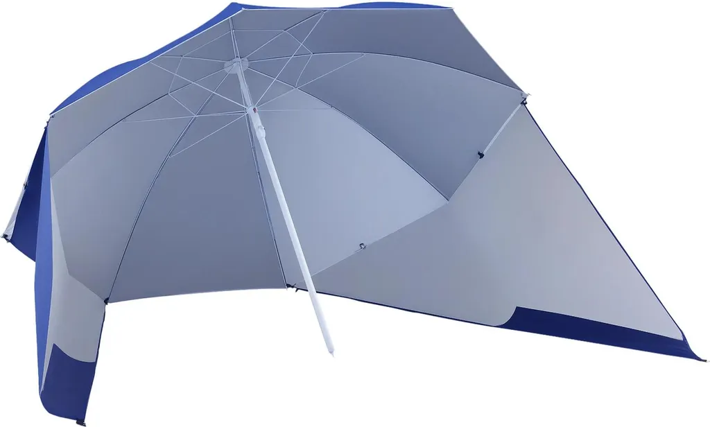 Parasol de Plage Inclinable Bleu 210 cm - Protection UV et Format Nomade