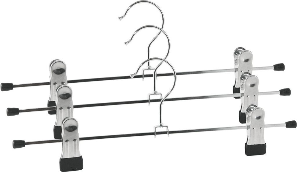3x Kleiderbügel aus Metall mit Clips für Kleiderschränke, Hosen, Röcke