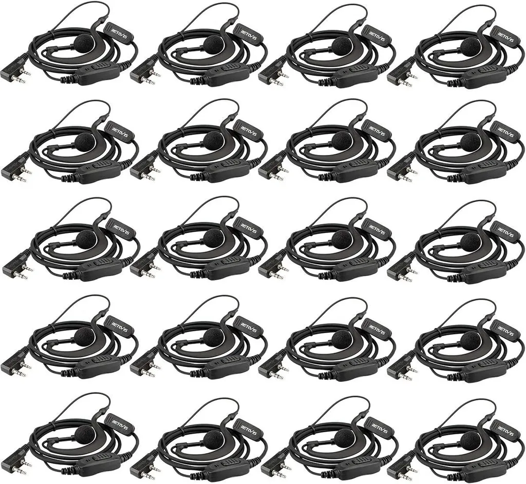 Lot de 20 Oreillettes Radio avec Micro PTT pour Talkie-Walkie Baofeng