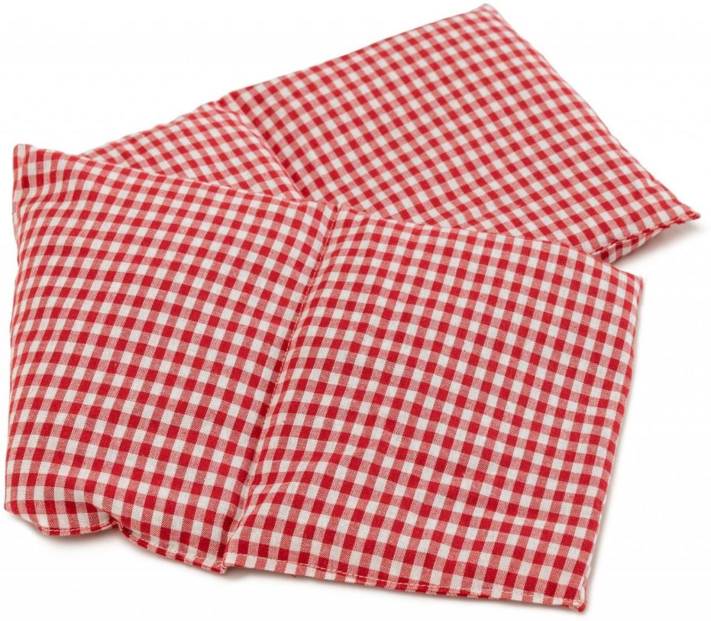 4-Kammer Bio-Dinkelkissen 20x60cm - Wärmekissen, Körnerkissen für Mikrowelle und Backofen, Bio-Dinkel, rot-weiß