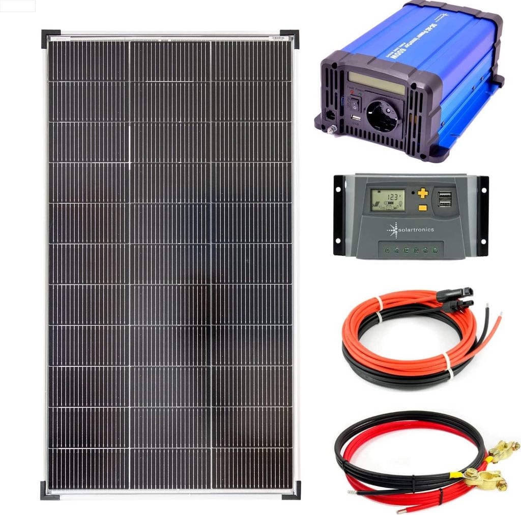 Komplettset 1x120 Watt Solarmodul 1070x585 600 Watt FS600D12V Wandler 10A Laderegler Solaranlage