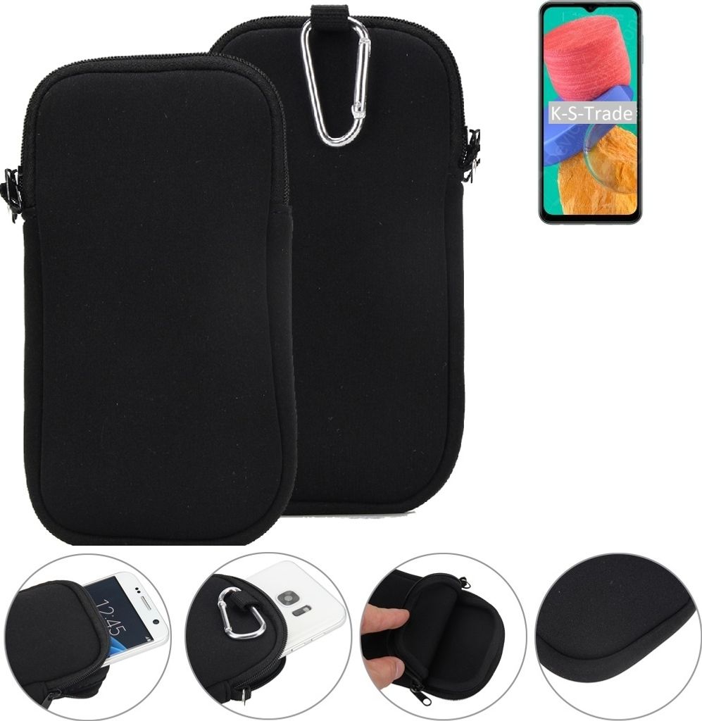 K-S-Trade Neopren-Hülle Handyhülle kompatibel mit Samsung Galaxy M33 5G Schutzhülle Neoprenhülle Sleeve Schutz-Hülle Gürtel Tasche Case Holster