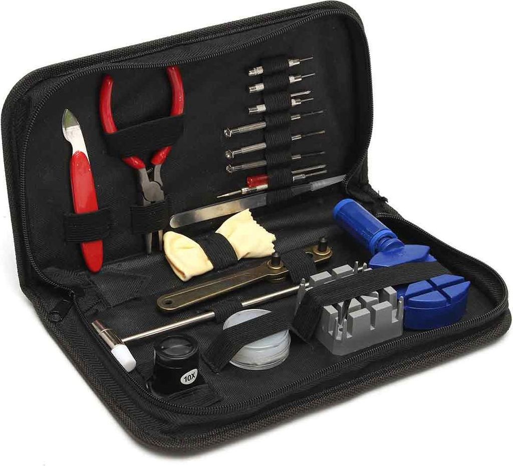 Professionelles Uhrenreparatur-Werkzeugset – Schwarz – Produktbild 