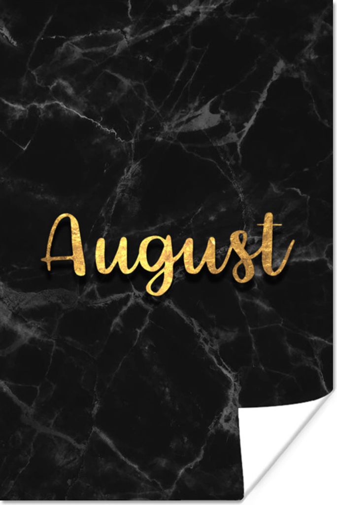 MuchoWow Poster Kalender - August - Gold - Marmor 40x60 cm - Plakate für die Wand - Poster Babyzimmer