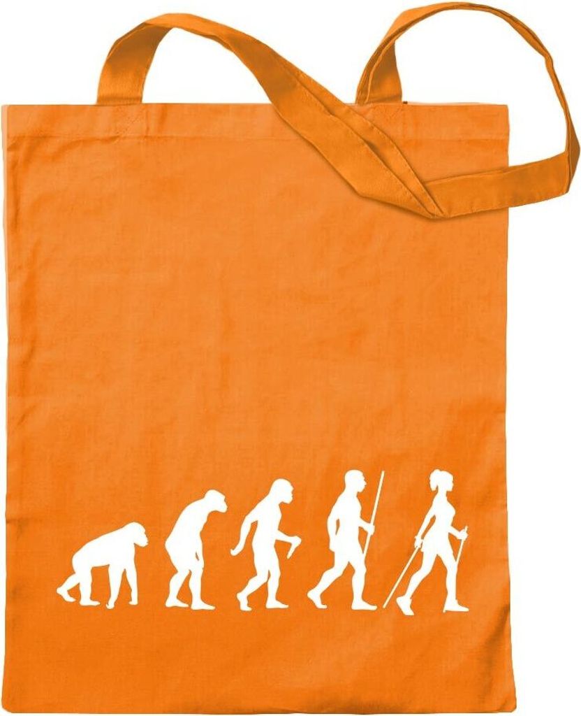 Kiwistar - Baumwolltasche - mandarin - Nordic Walking Evolution - Tragetasche Stoffbeutel Umhängetasche Langer Henkel