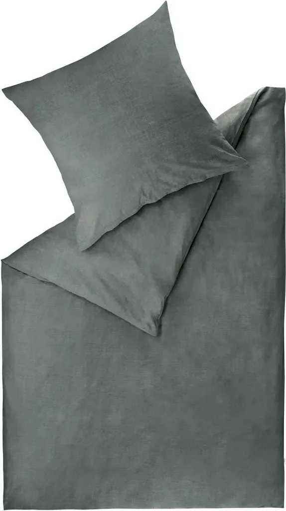 ESPRIT HARP Anthracite Parure de Lit Renforcé en Coton 155 x 220 cm