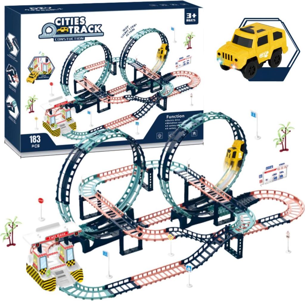 Kinder Autorennbahn Bausatz - 183 Teile Set