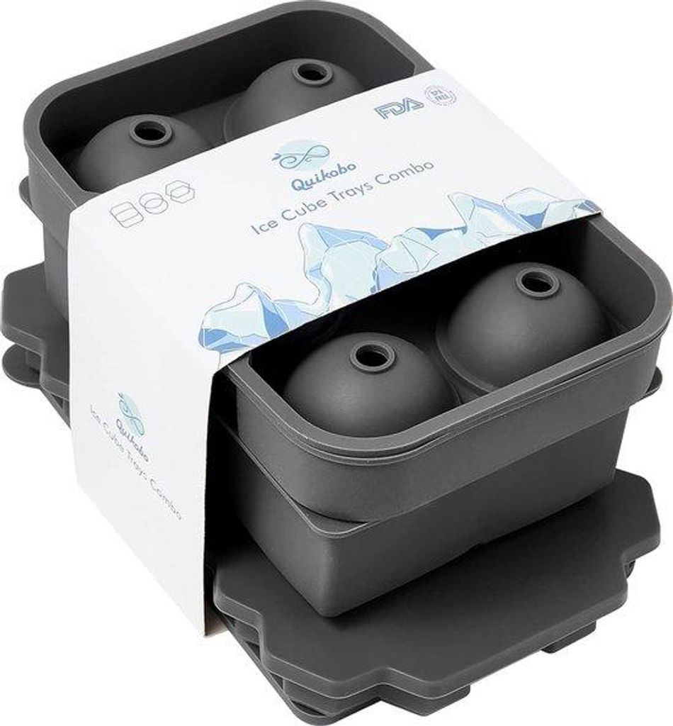 Silikon-Ice-Cube-Set, 3-teilig, flexibel, BPA-frei, LFGB-, für Eiswürfel, große Eisstücke und sechseckige Eisstücke