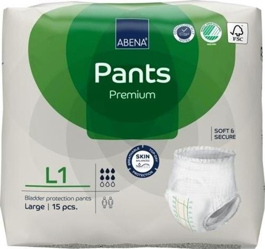 Abena Pants Premium 1 Large - 6 paquets de 15 protections Image du produit 