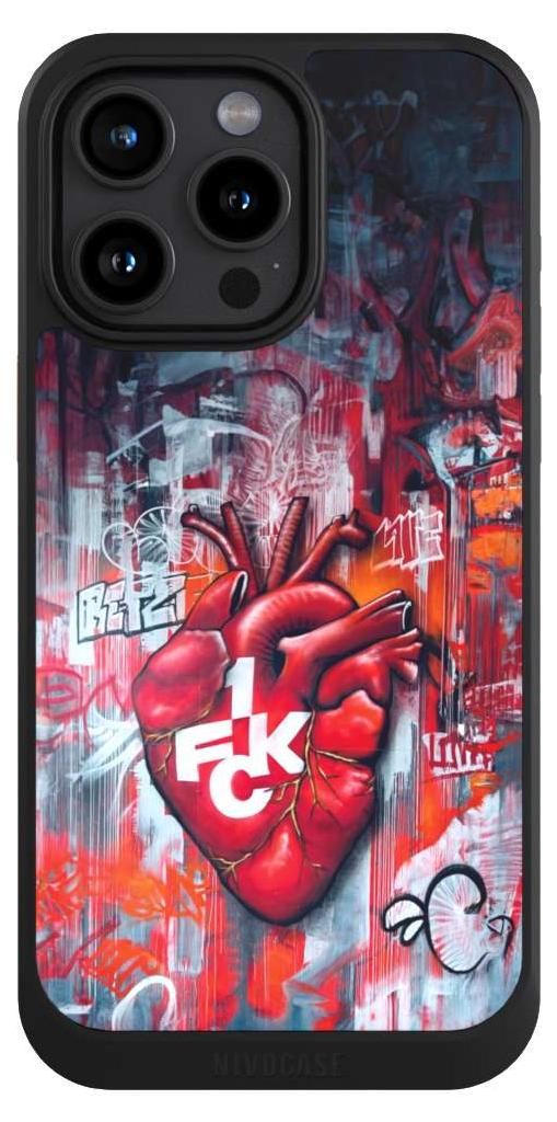 NIVOCASE Hülle für Apple iPhone 15 Pro Max Handyhülle NIVOcore Case Schwarz 1. FC Kaiserslautern 1. FCK Herz