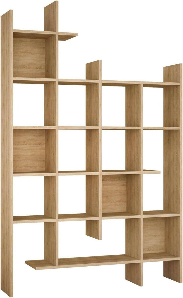 Bücherregal Dguidett, Büroregal, Mobiler Buchhalter, Bücherbrett, 122x26h188 cm, Eiche