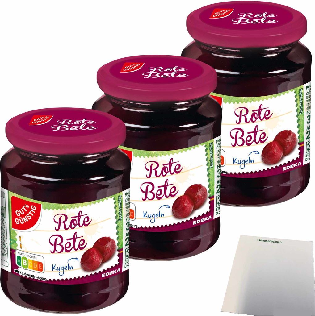 Gut & Günstig Rote Bete Kugeln geschält bissfest 3er Pack Produktbild 